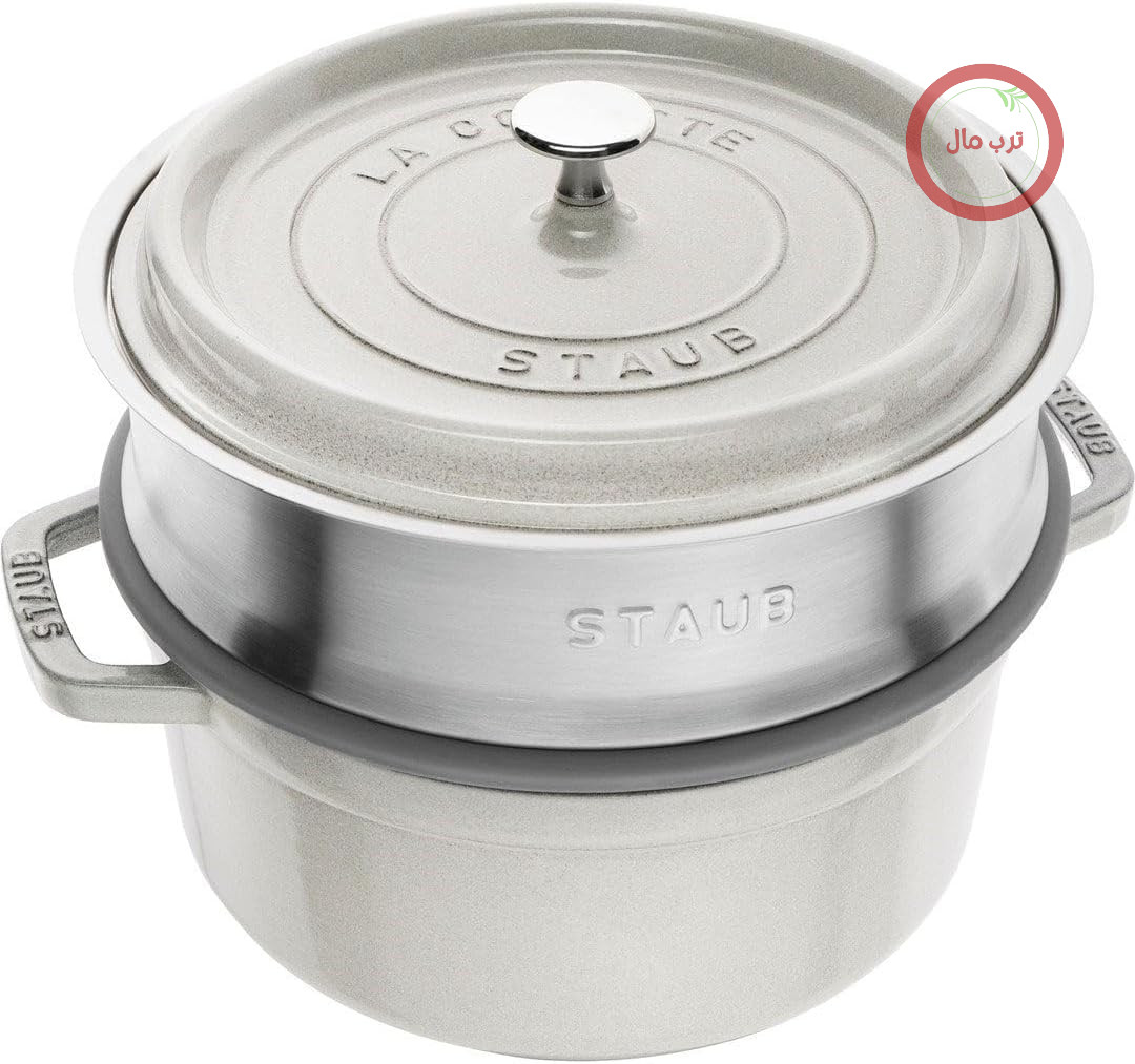 قابلمه گرد چدنی Zwilling Staub La Cocotte 40508-822-0 با درپوش و ترافل، 3.8 لیتر، سفید