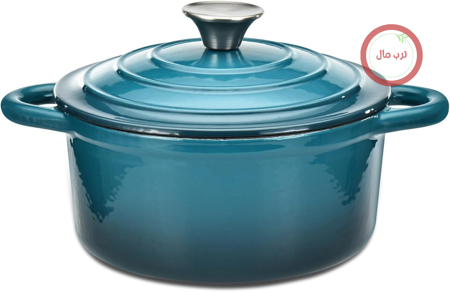 ظرف چدنی لعابی همیلتون بیچ، آبی سرمه‌ای (۳ لیتری)، روکش لعابی کرم، قابلمه فر هلندی با درب، فر چدنی هلندی با توزیع یکنواخت حرارت
