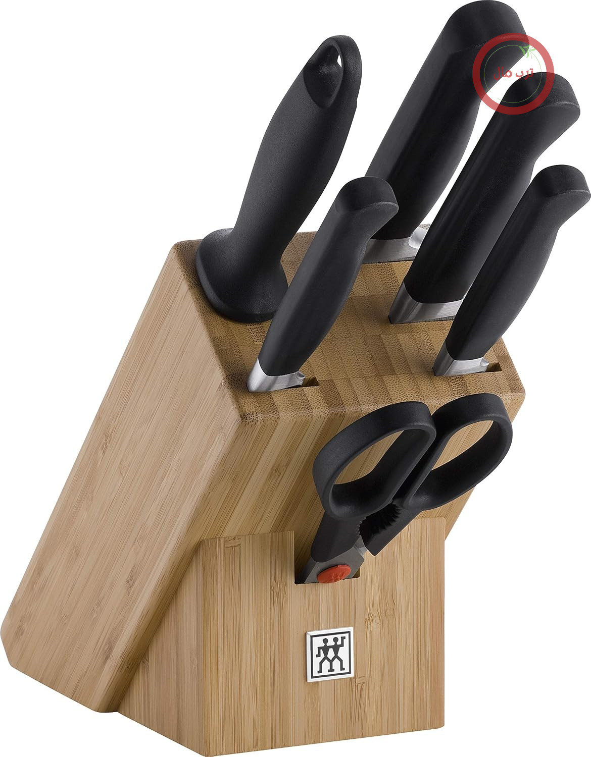 بلوک چاقوی زولینگ ZWILLING Pure، مجموعه 7 تکه، بلوک بامبو، چاقوها، میله تیزکن و قیچی، ساخته شده از استیل ضد زنگ/دسته پلاستیکی مخصوص،