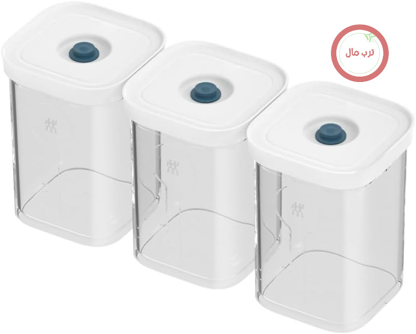 ظروف وکیوم مواد غذایی زولینگ ZWILLING FRESH & SAVE CUBE La Mer، 3 تکه، سایز 2S، ظرف نگهداری مدولار و قابل چیدن روی هم، قابل مهر و موم شدن در برابر هوا و خلاء، قابل شستشو در ماشین ظرفشویی، شفاف - La Mer