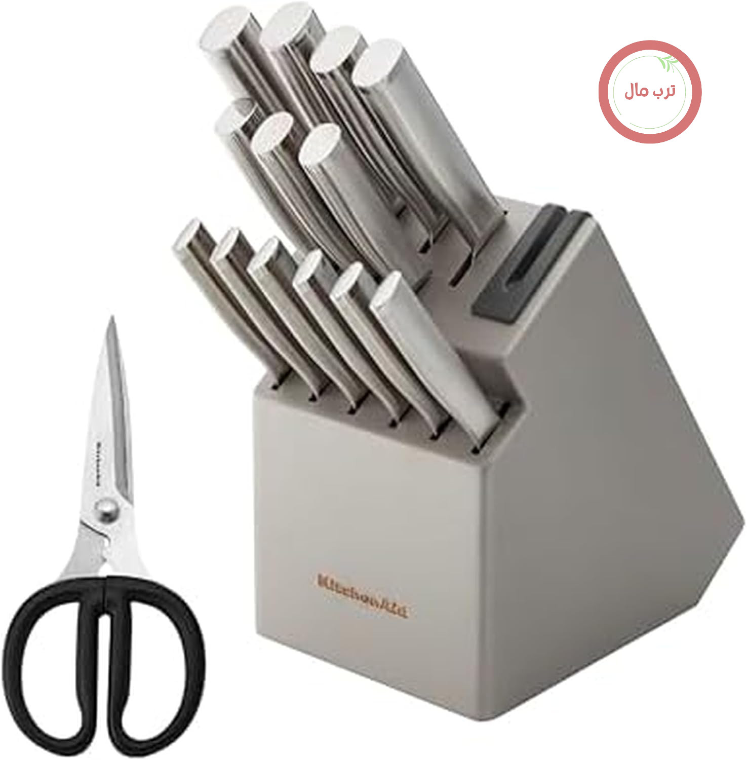 مجموعه بلوک چاقوی KitchenAid Gourmet با تیزکن یکپارچه، 15 تکه، استیل ضد زنگ