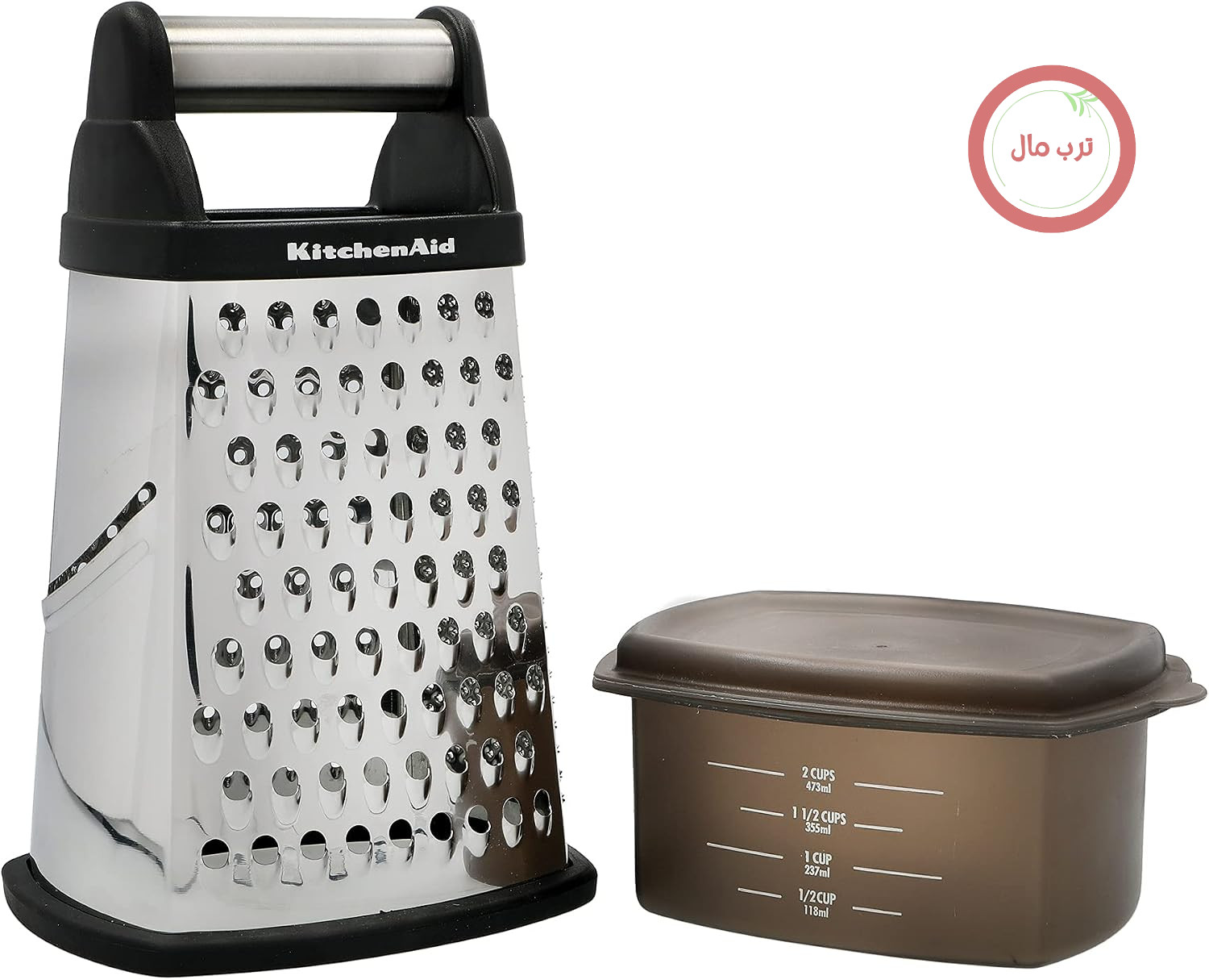 رنده آشپزخانه KitchenAid، رنده پنیر استیل ضد زنگ 4 طرفه با برش دهنده، رنده و رنده کننده