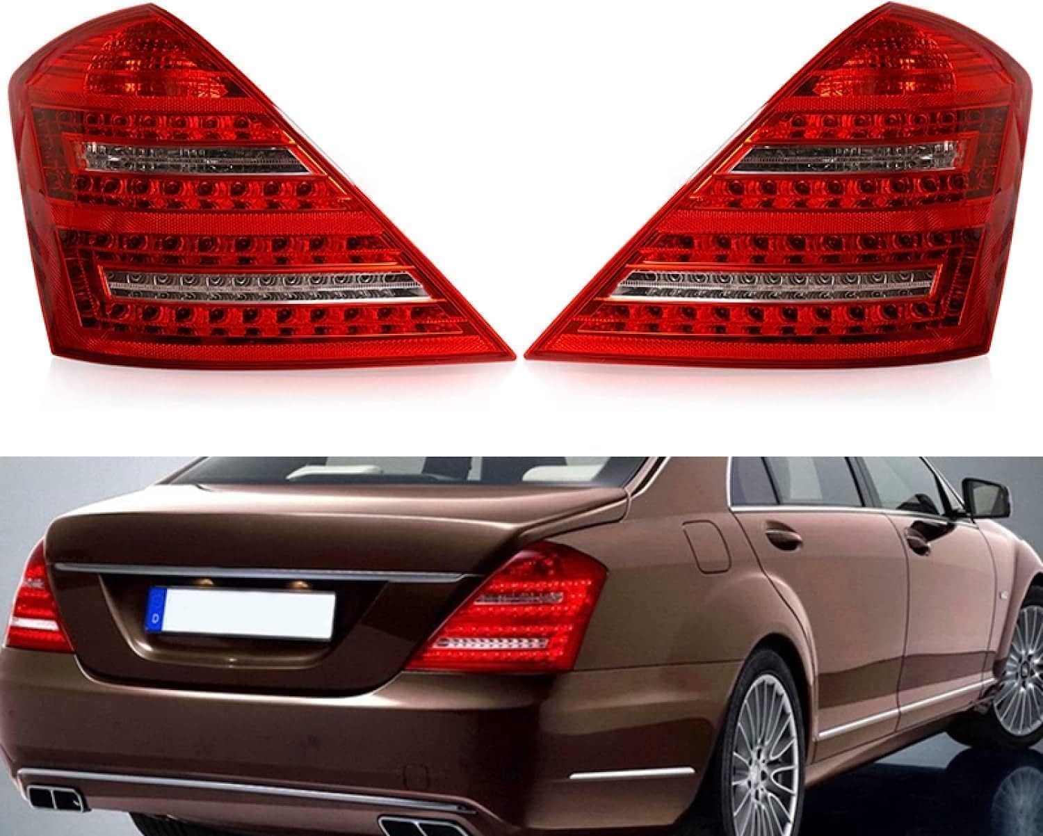 چراغ عقب خودرو مرسدس بنز W221 S-Class 2007-2009، لوازم جانبی چراغ راهنما چراغ ترمز عقب چراغ مه شکن معکوس، یک جفت یک جفت معمولی