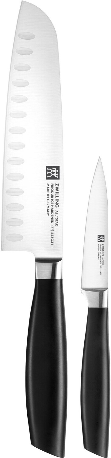 ست چاقوی آشپزخانه 2 پارچه zwilling All Star | مدل مدرن با تیغه‌های فولادی و دسته مشکی ارگونومیک