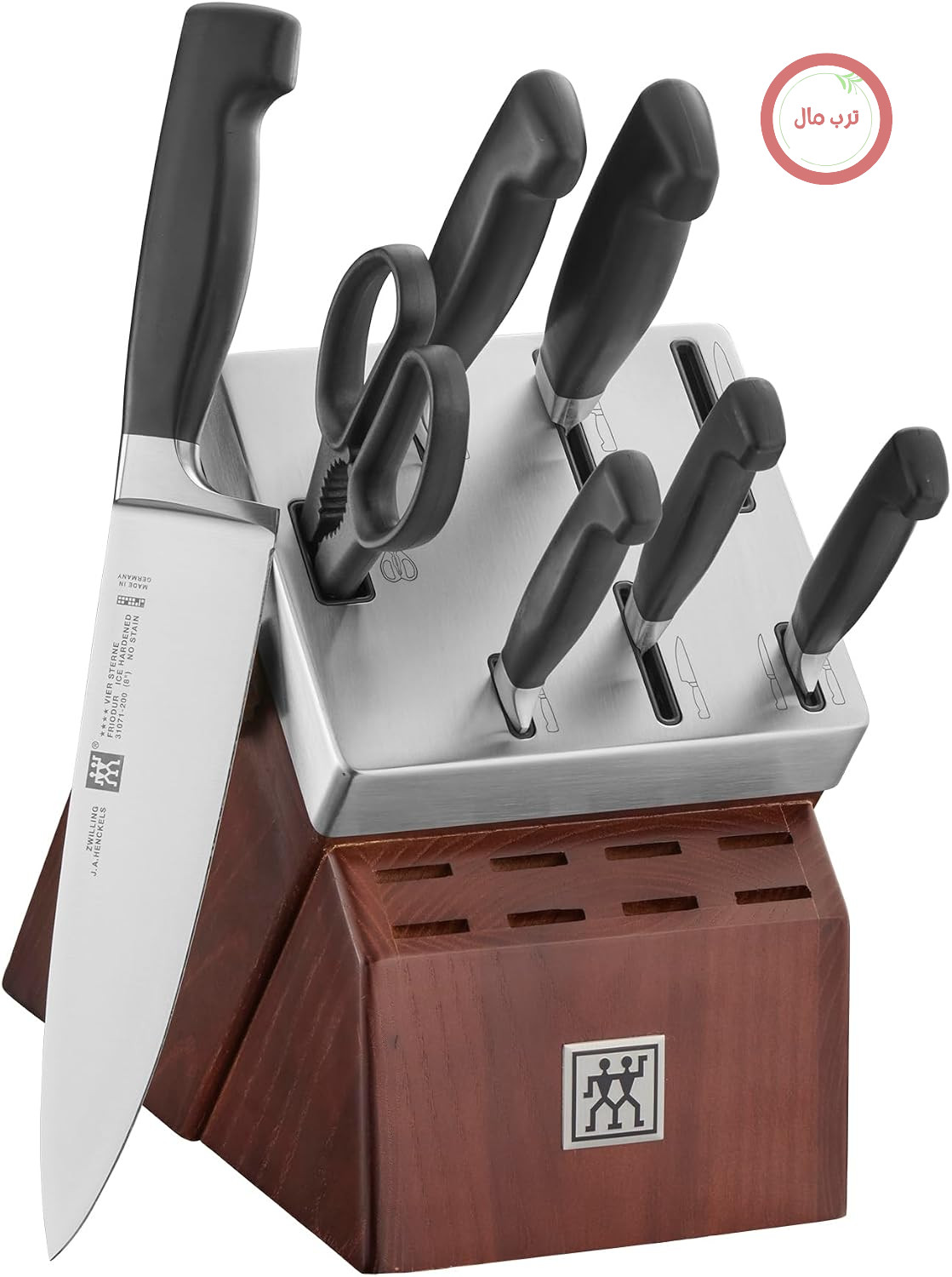 ست چاقوی آلمانی 8 تکه تیز و برنده زولینگ ZWILLING مدل Four Star، تولید شده در کارخانه آلمانی خود شرکت با فولاد با فرمول ویژه، تقریباً 300 سال سابقه در زمینه تولید.