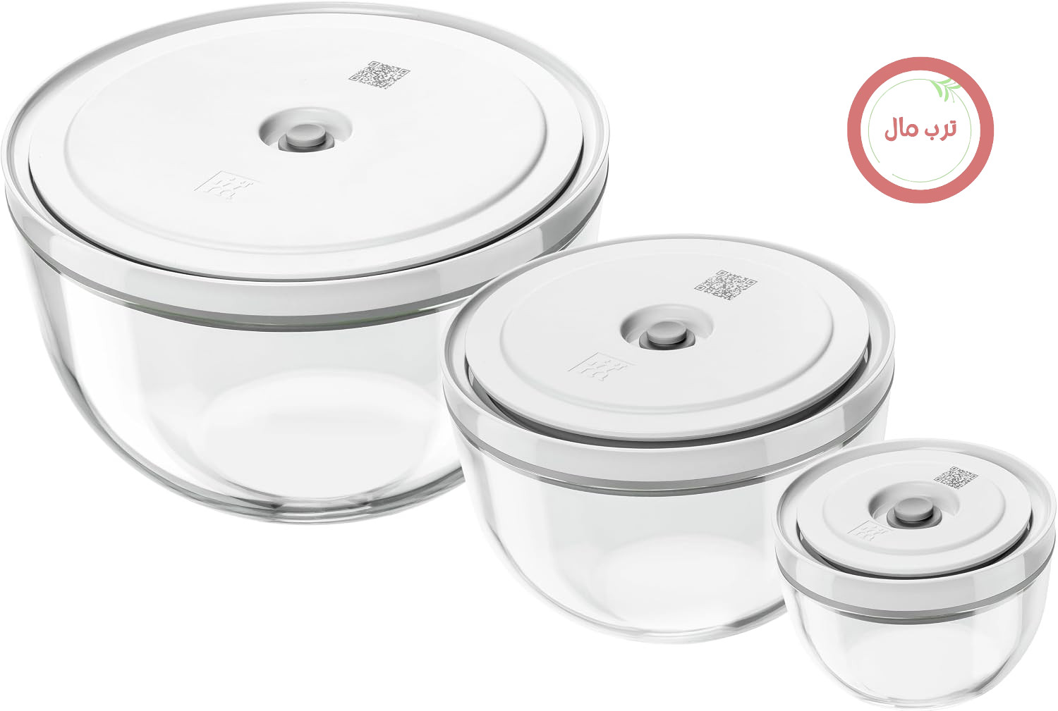 سرویس کاسه وکیوم زولینگ ZWILLING Fresh & Save، 6 تکه، S-12 سانتی‌متر، M-18 سانتی‌متر، L-24 سانتی‌متر، شیشه‌ای، خاکستری