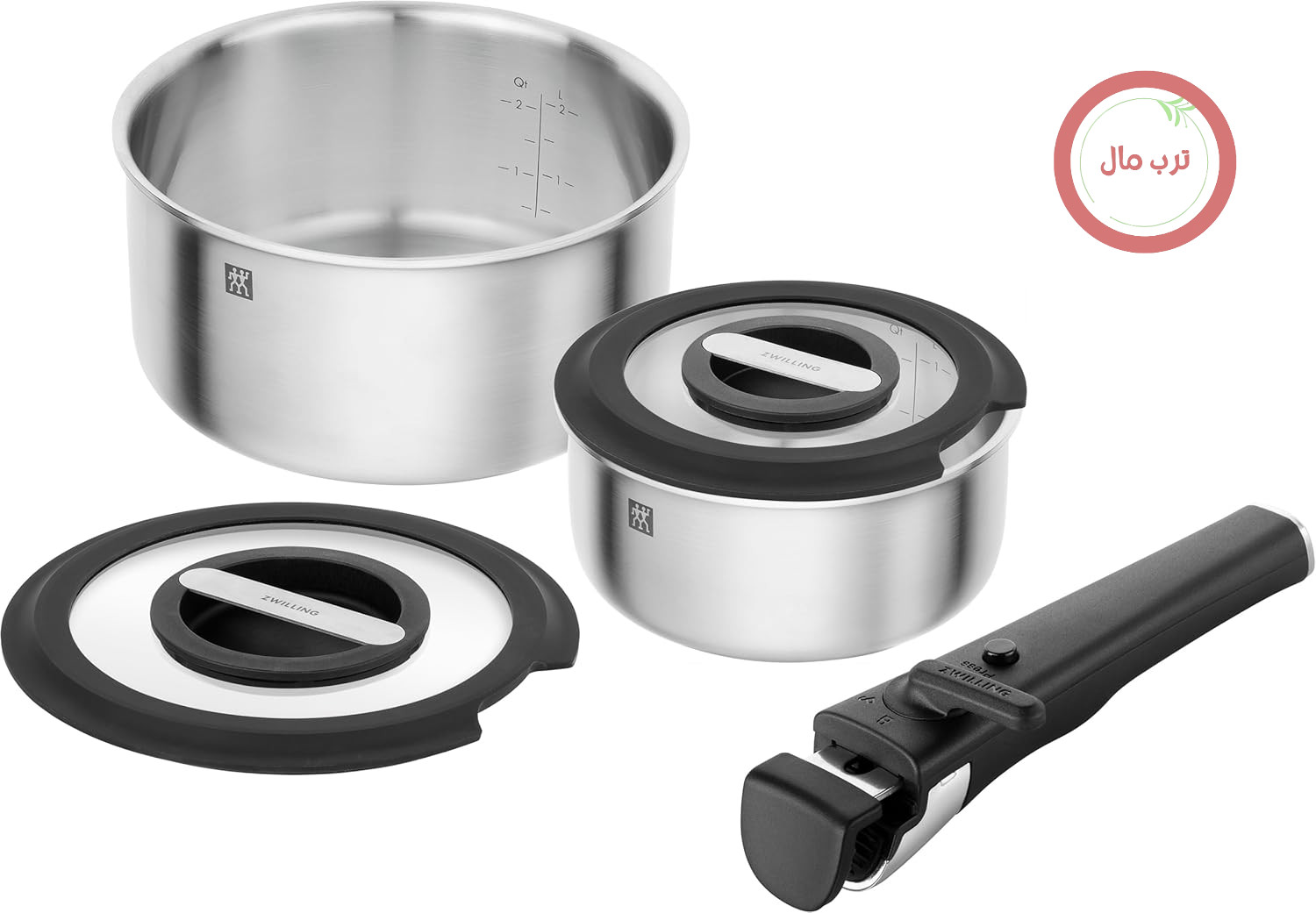 سرویس قابلمه ۵ تکه ZWILLING مدل Unlock، دسته قابل جدا شدن و قابلیت روی هم قرار گرفتن
