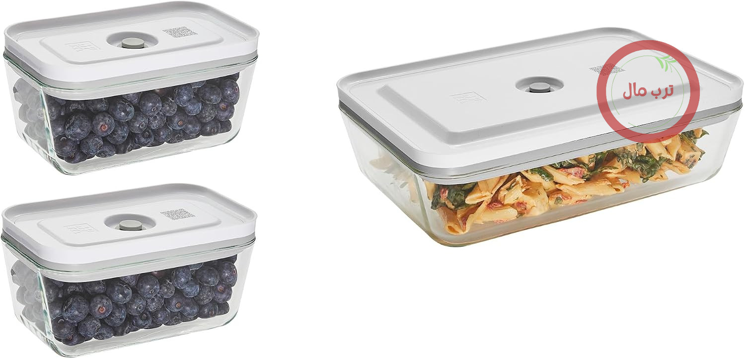 ظروف وکیوم شیشه‌ای زولینگ ZWILLING Fresh & Save برای غذا، ظروف کوچک و بزرگ، 3 تکه