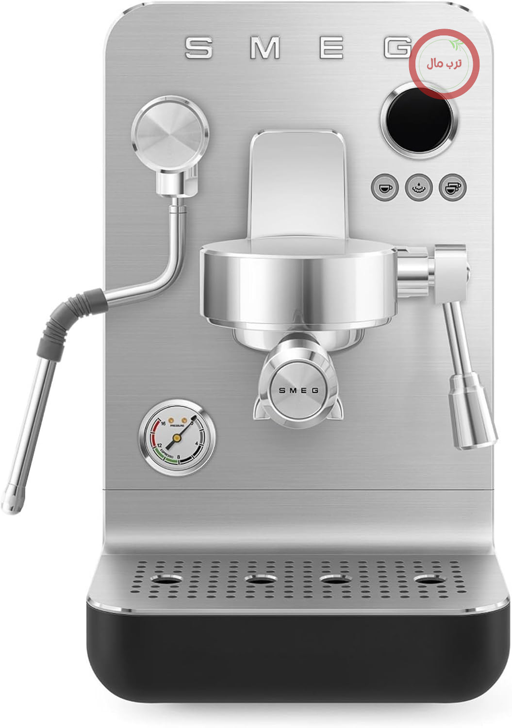 دستگاه قهوه اسپرسو دستی Smeg مدل MiniPro EMC02BLMEU، دارای ترموبلاک سه‌گانه، نازل بخار حرفه‌ای و نگهدارنده فیلتر، مخزن ۱.۷ لیتری، سینی چکه‌گیر قابل جدا شدن، ۱۷۰۰ وات، مشکی مات