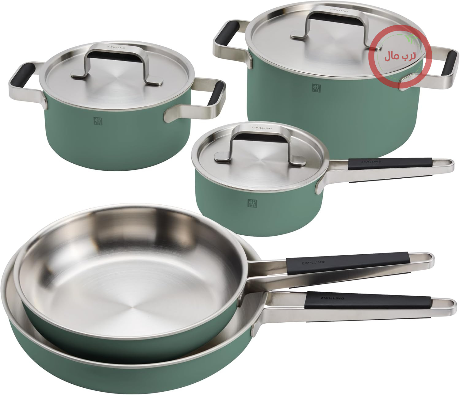 سرویس قابلمه ۸ تکه استیل ضد زنگ ZWILLING مدل Pure، سبز