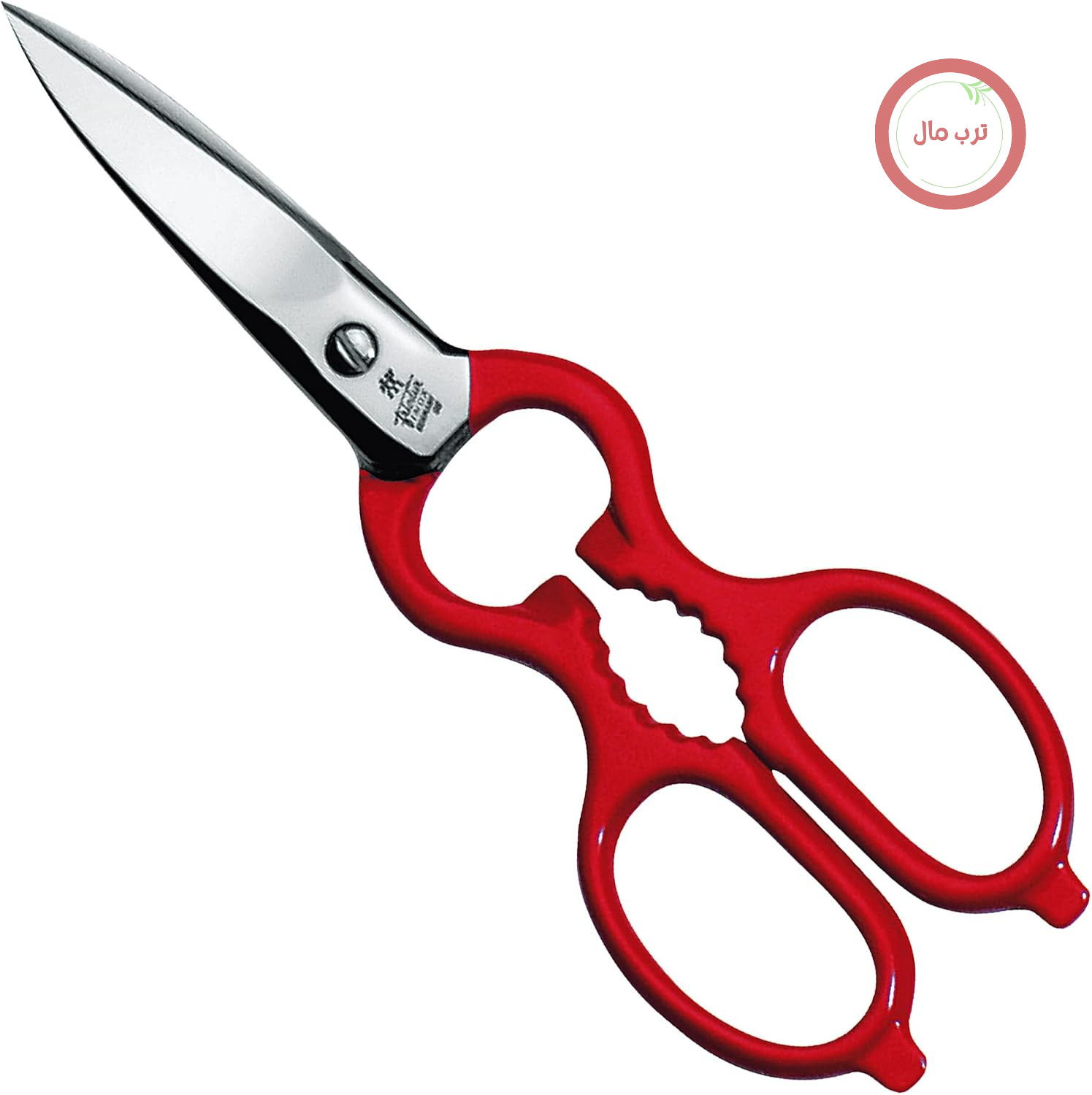 قیچی چند منظوره ZWILLING، 20 سانتی متر، برای کاربران راست دست و چپ دست، شامل درب بازکن بطری، فولاد ضد زنگ، ساخت آلمان، قرمز