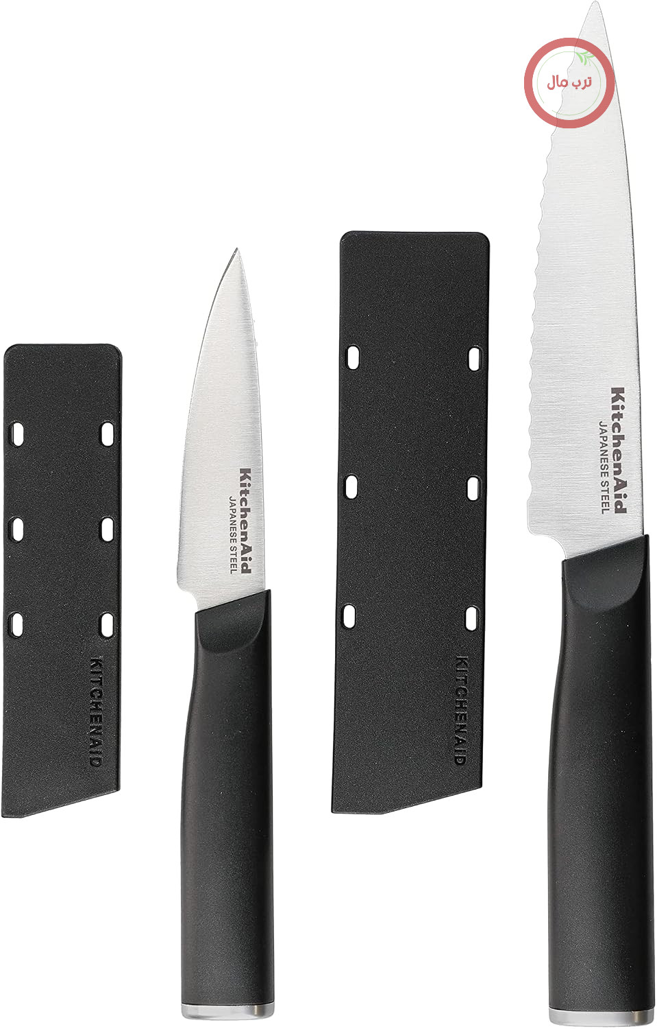 ست چاقوی کلاسیک دو تکه سانتوکو KitchenAid با محافظ تیغه، چاقوهای تیز ساخته شده از فولاد پر کربن ژاپنی