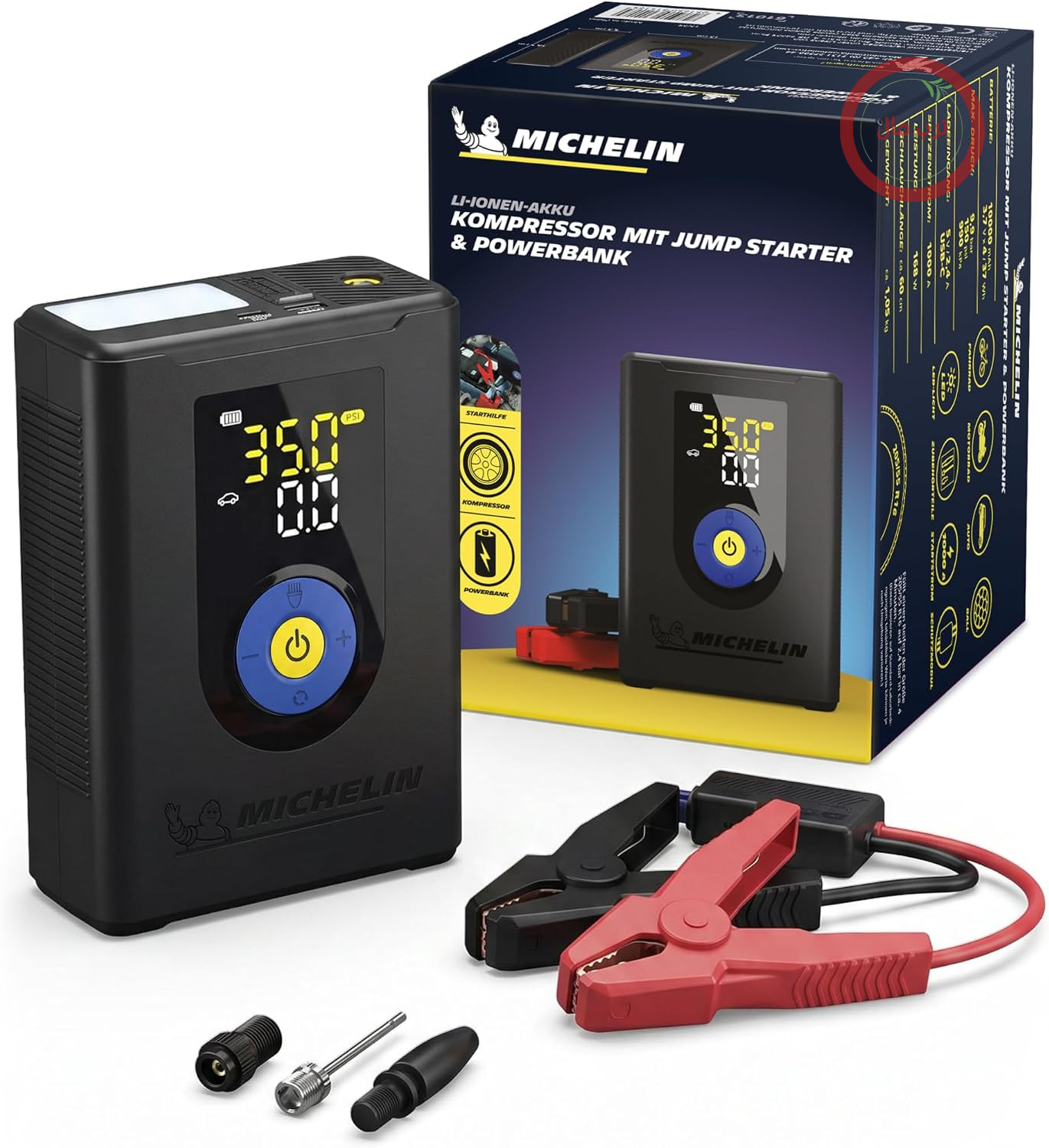کمپرسور باتری هیبریدی میشلن فرانسه MICHELIN Air Power Max با جامپ استارتر و پاوربانک