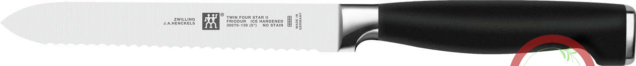 چاقوی همه کاره دوقلوی چهار ستاره II مدل Zwilling 30070-131-0، فولاد ضد زنگ مخصوص، ذوب مخصوص، پلاستیک، کاربرد فولاد ضد زنگ، ۱۳۰ میلی‌متر، مشکی