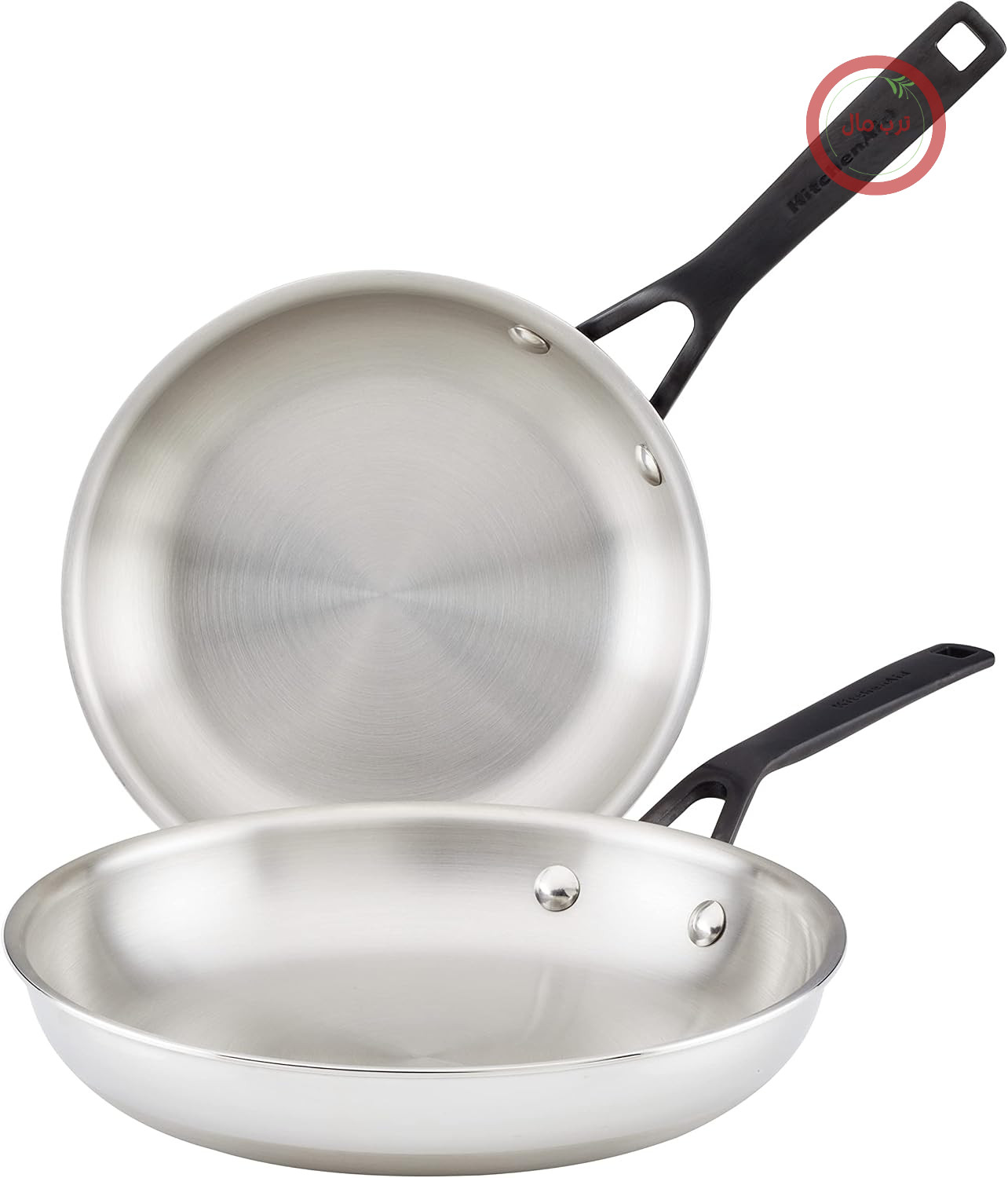 سرویس ماهیتابه استیل ضد زنگ براق KitchenAid، 5 لایه، 20.3 سانتی متر و 25.4 سانتی متر