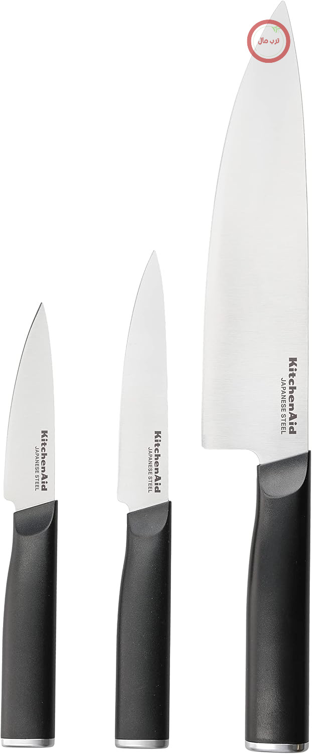 ست چاقوی ژاپنی سه تکه KitchenAid با محافظ تیغه، چاقوهای تیز آشپزخانه ساخته شده از فولاد پر کربن