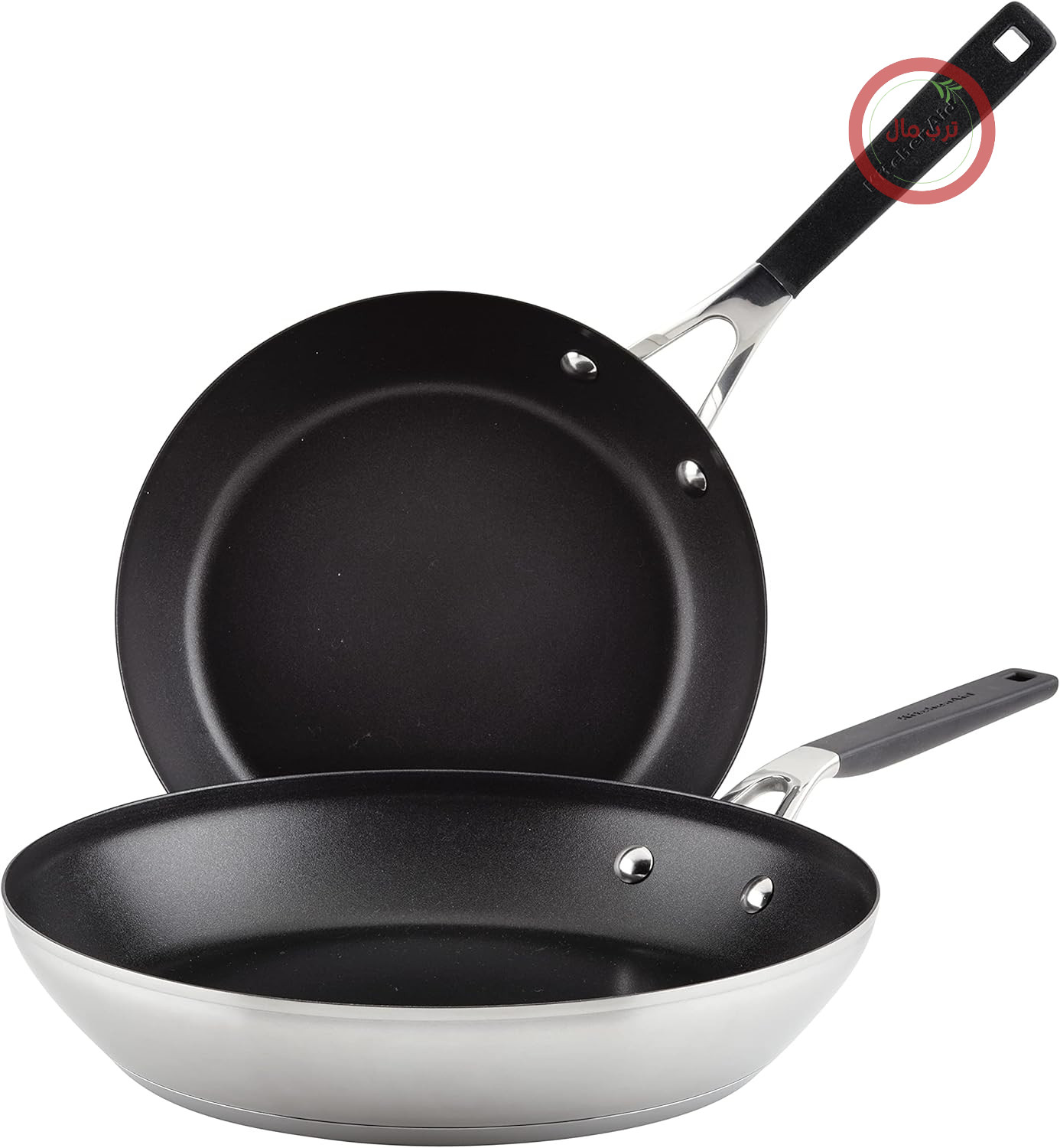 سرویس ماهیتابه/ماهیتابه استیل ضد زنگ KitchenAid، نچسب، 24.1 سانتی‌متر و 30.5 سانتی‌متر، استیل ضد زنگ برس خورده