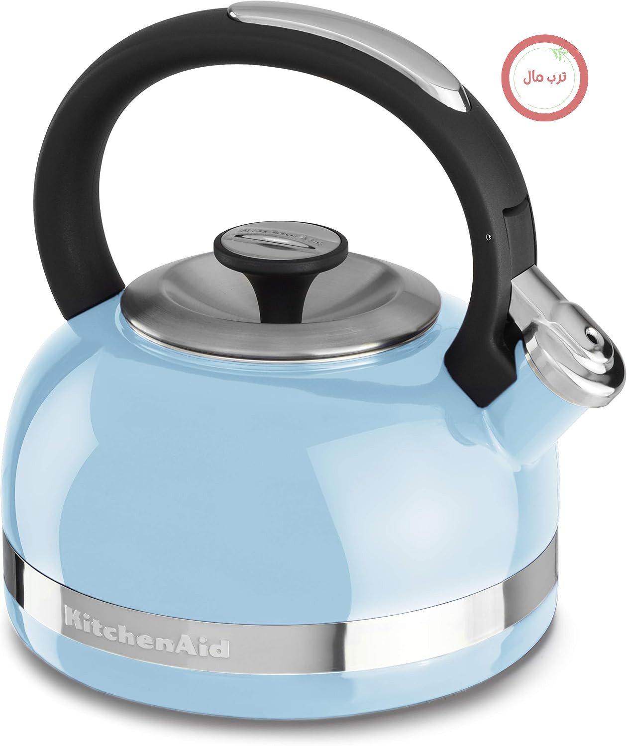 کتری رو گازی کیچن اید KitchenAid با دسته و نوار تزئینی برای اجاق گاز، 2 لیتر، آبی روشن