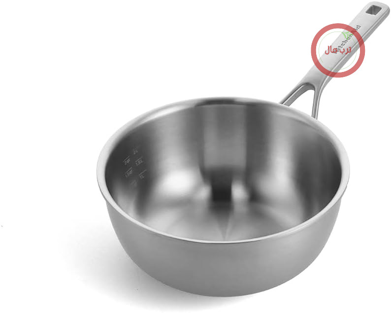 ماهیتابه سرامیکی نچسب چند لایه استیل ضد زنگ KitchenAid بدون PFAS، 24 سانتی متر / 3.1 لیتر، سازگار با القایی، چند لایه، نقره ای