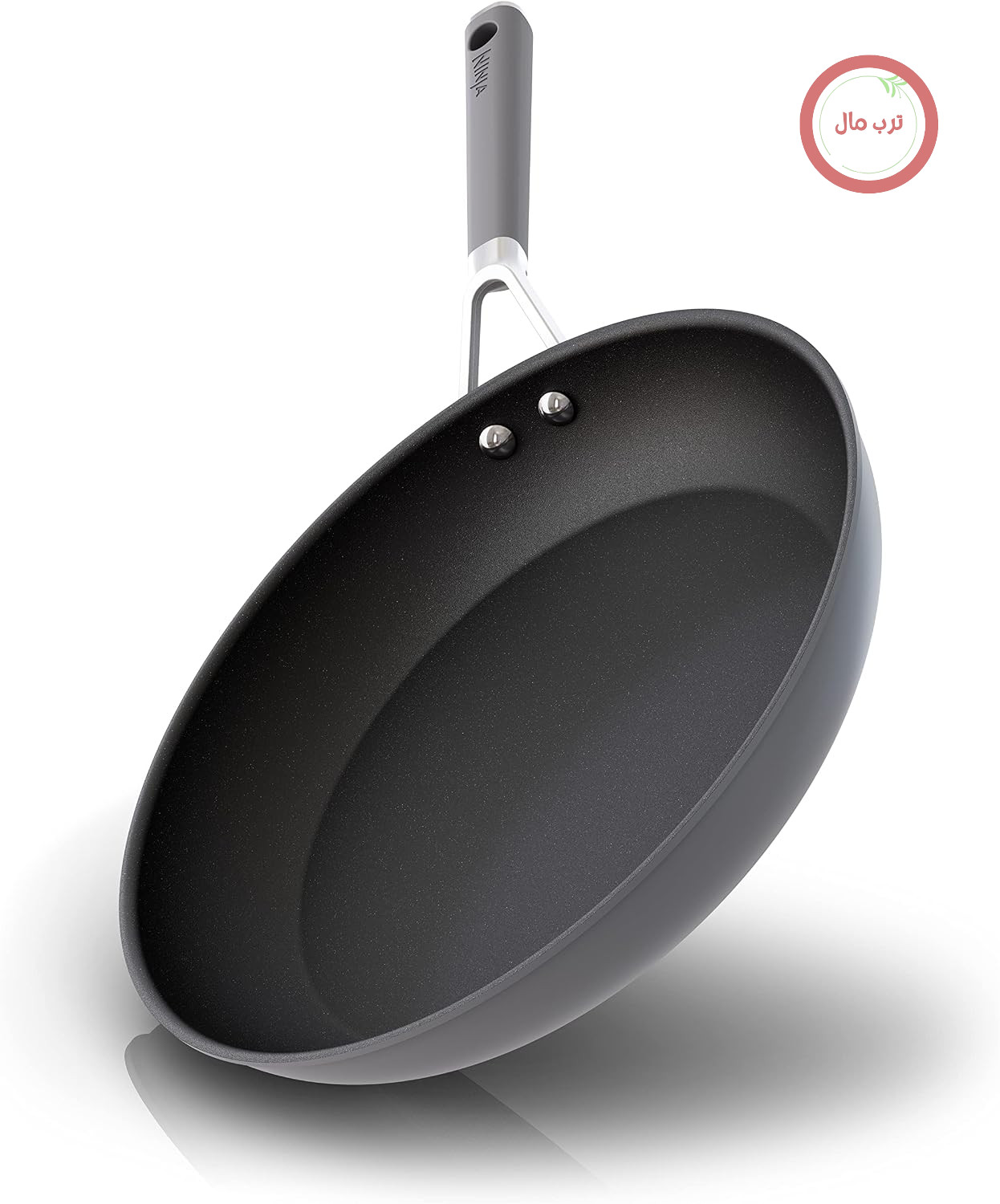 ماهیتابه نینجا CW60030 NeverStick با دسته راحت، 30.5 سانتی‌متر، نچسب، بادوام، ضد خش، قابل شستشو در ماشین ظرفشویی، قابل استفاده در فر تا دمای 200 درجه سانتیگراد، دسته‌های سیلیکونی، خاکستری