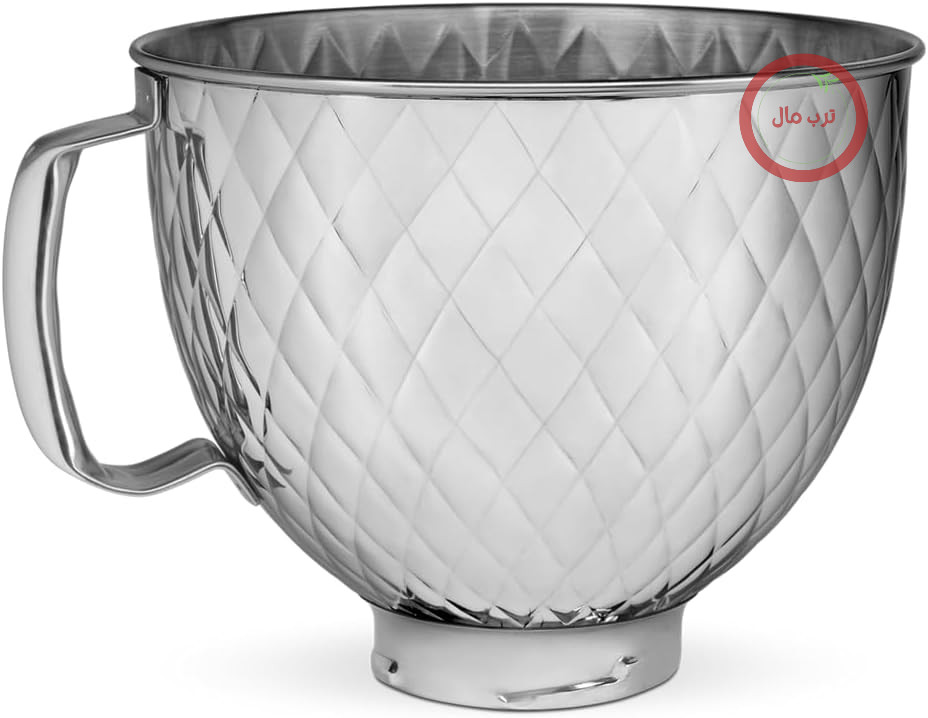 کاسه استیل ضد زنگ KitchenAid برای همه همزن‌های ایستاده KitchenAid 4.5-5 لیتری KSM5SSBQB، استیل ضد زنگ لحاف دوزی شده