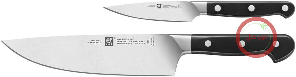 مجموعه چاقوی حرفه‌ای ZWILLING، دو تکه، چاقوی پوست‌کنی و تزئین/چاقوی سرآشپز، 10 و 20 سانتی‌متر، استیل ضد زنگ مخصوص، دسته پلاستیکی، مشکی