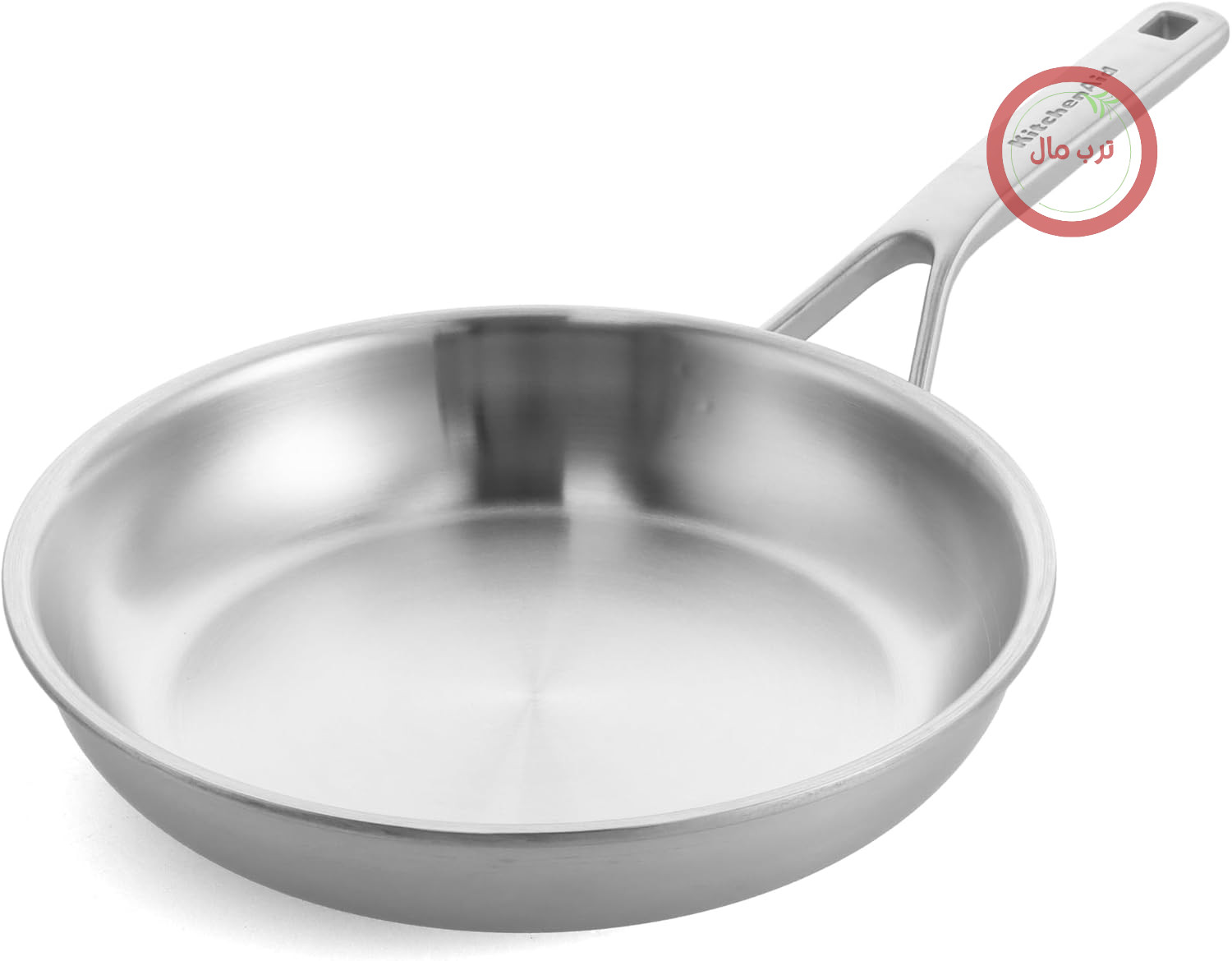 ماهیتابه استیل ضد زنگ 20 سانتی متری KitchenAid MultiPly 3PLY بدون PFAS، سه لایه، چند جداره، سازگار با القایی، قابل استفاده در فر تا دمای 220 درجه سانتیگراد، قابل شستشو در ماشین ظرفشویی، نقره ای