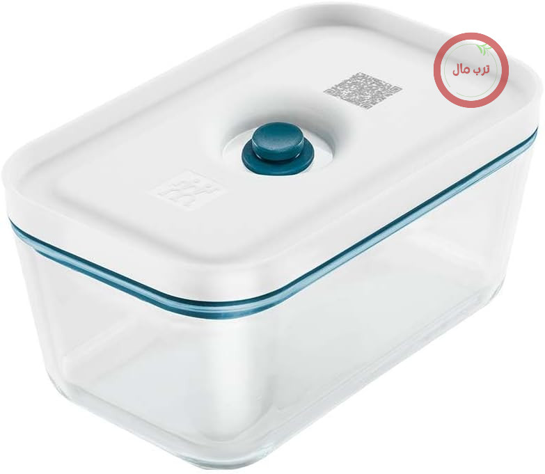 ظرف مواد غذایی وکیوم ZWILLING Fresh & Save، سایز M، شیشه‌ای، با درب وکیوم، آبی-La Mer