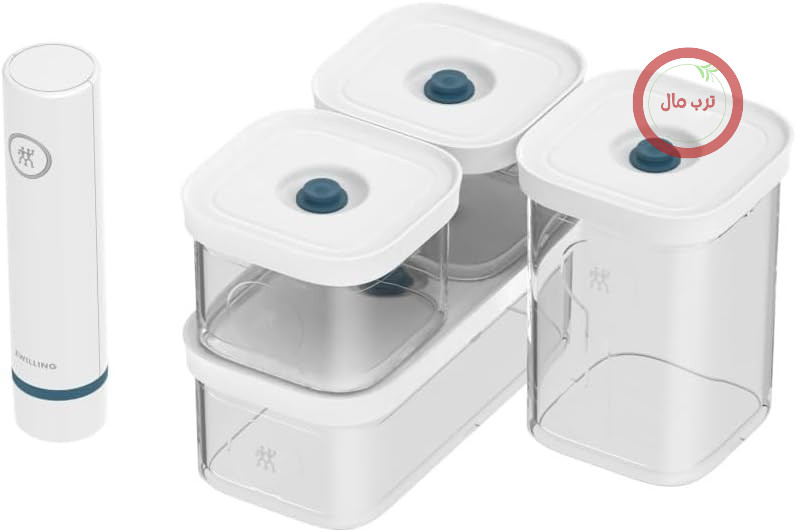 ست ظروف و پمپ وکیوم مواد غذایی زولینگ ZWILLING FRESH & SAVE CUBE La Mer، سایز کوچک/بزرگ، 5 تکه، شامل پمپ خلاء، نگهداری دربسته و قابل جاروبرقی، قابل شستشو در ماشین ظرفشویی، شفاف - La Mer