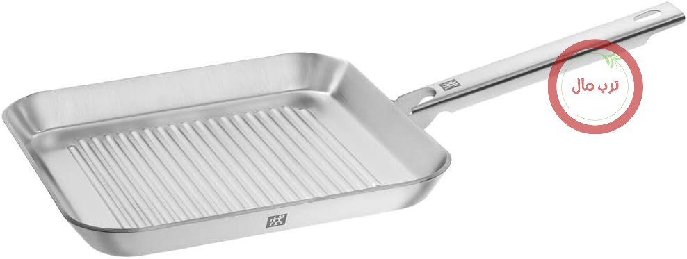 ماهیتابه گریل ZWILLING Plus، بدون روکش، 24 سانتی‌متر، مربع، برای انواع اجاق گاز، استیل ضد زنگ، نقره‌ای