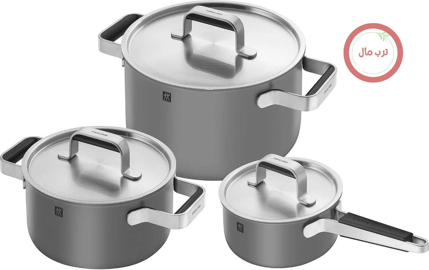 سرویس قابلمه ۶ تکه استیل ضد زنگ ZWILLING مدل Pure، خاکستری