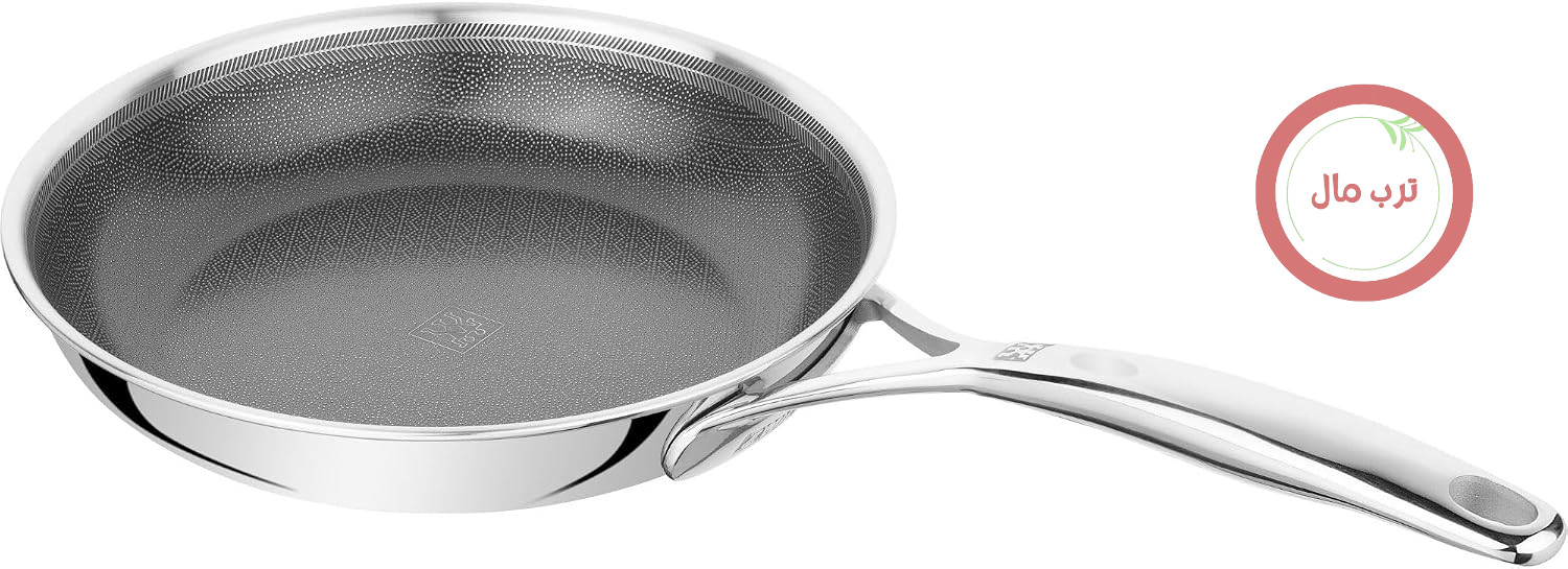 ماهیتابه ZWILLING Peak، سایز 24 سانتی‌متر، استیل ضد زنگ، روکش لانه زنبوری نچسب، ضد خش، مناسب برای انواع اجاق گاز، از جمله اجاق القایی، نقره‌ای-مشکی