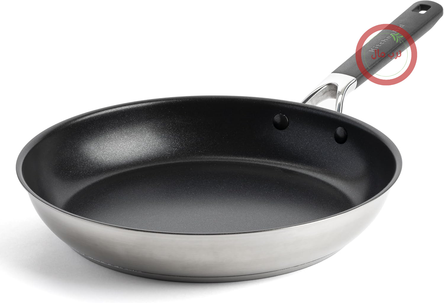 ماهیتابه استیل ضد زنگ KitchenAid 28 سانتی‌متر - ساختار 3 لایه مقاوم برای توزیع کامل گرما - سازگار با القایی و مناسب برای فر - دسته ارگونومیک خنک کننده برای حداکثر راحتی