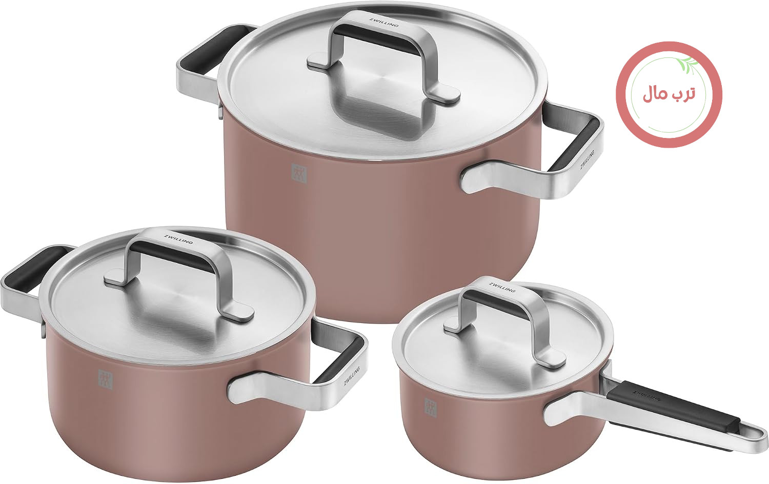 سرویس قابلمه ۶ تکه استیل ضد زنگ ZWILLING مدل Pure، طرح رز