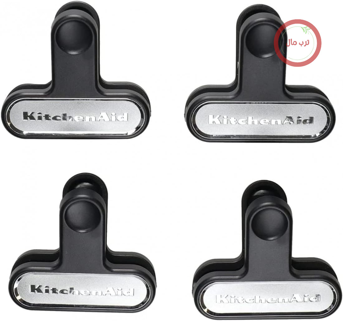 مجموعه 4 تکه گیره آب بندی KitchenAid، قابل استفاده در ماشین ظرفشویی و فریزر، 4 گیره برای کیسه فریزر، 6 سانتی متر - مشکی