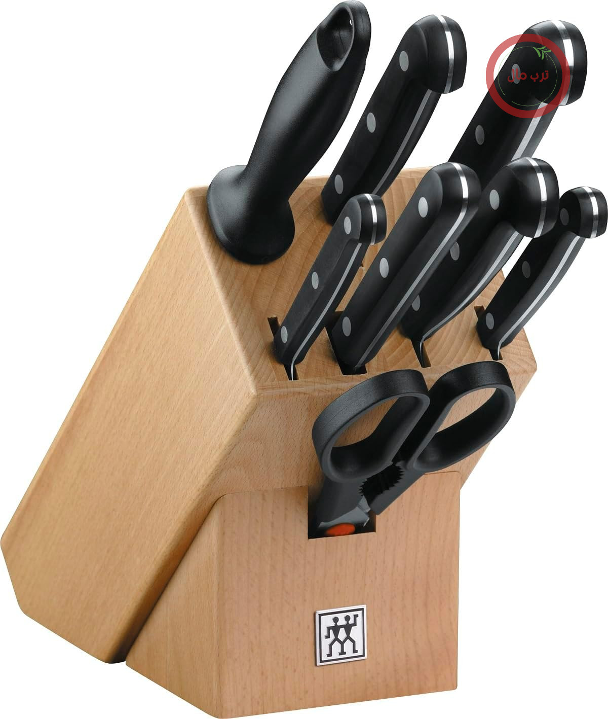 ست بلوک چاقو زولینگ گورمت ZWILLING، 9 تکه، بلوک چوبی، مجموعه چاقو، میله تیزکن، قیچی، استیل ضد زنگ، مشکی