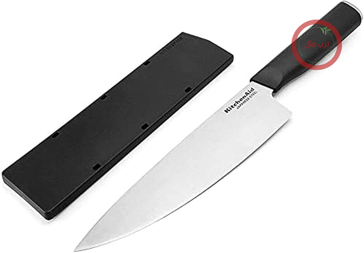 چاقوی سرآشپز کلاسیک KitchenAid با پوشش تیغه کاملاً مناسب، 20.3 سانتی متر، چاقوی آشپزخانه تیز، تیغه ژاپنی با کیفیت بالا، مشکی