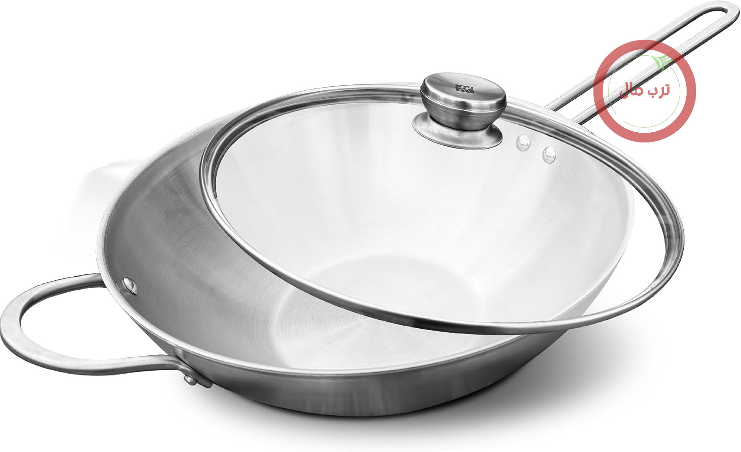 ماهیتابه ووک Zwilling TwinNova 3، سازگار با اجاق القایی، 30 سانتی‌متر با درب شیشه‌ای، مجموعه 2 تکه، تابه وک آسیایی، بدون روکش، قابل شستشو در ماشین ظرفشویی، دسته ضد لغزش، تابه برای همه اجاق گازها، نقره‌ای