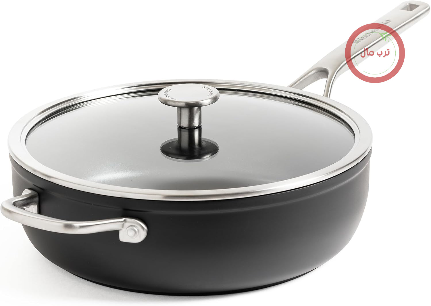 ماهیتابه سخت‌کاری شده کیچن اید (28 سانتی‌متر / 4.6 لیتر)، آنادایز شده سخت، پوشش سرامیکی نچسب بدون PFAS، سازگار با اجاق القایی، قابل استفاده در فر، قابل شستشو در ماشین ظرفشویی، مشکی
