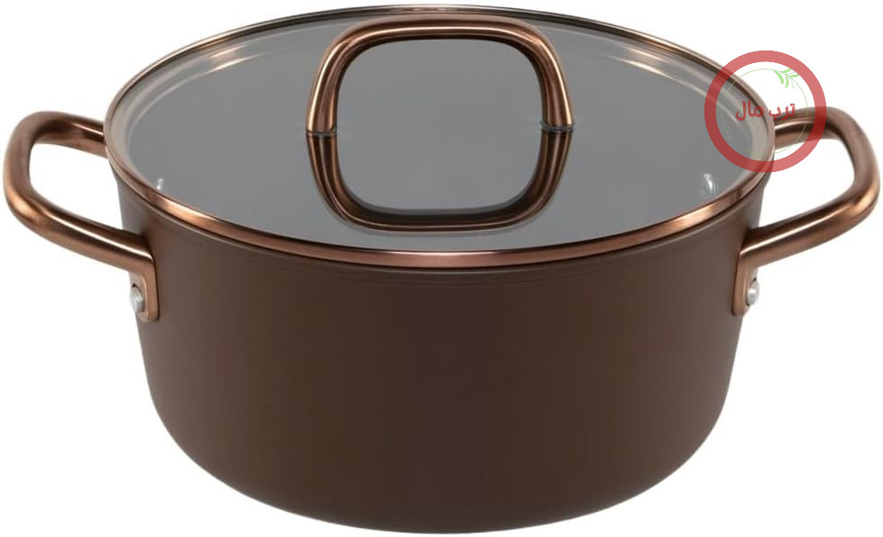 قابلمه سوپ Zwilling Z1035-084 Milano با درب شیشه‌ای، 24 سانتی‌متر (9.4 اینچ)، 4.7 لیتر، قهوه‌ای، ساخت ایتالیا، قابلمه دو دسته، قابلمه عمیق، بدون PFAS، پوشش سرامیکی، سازگار با القایی