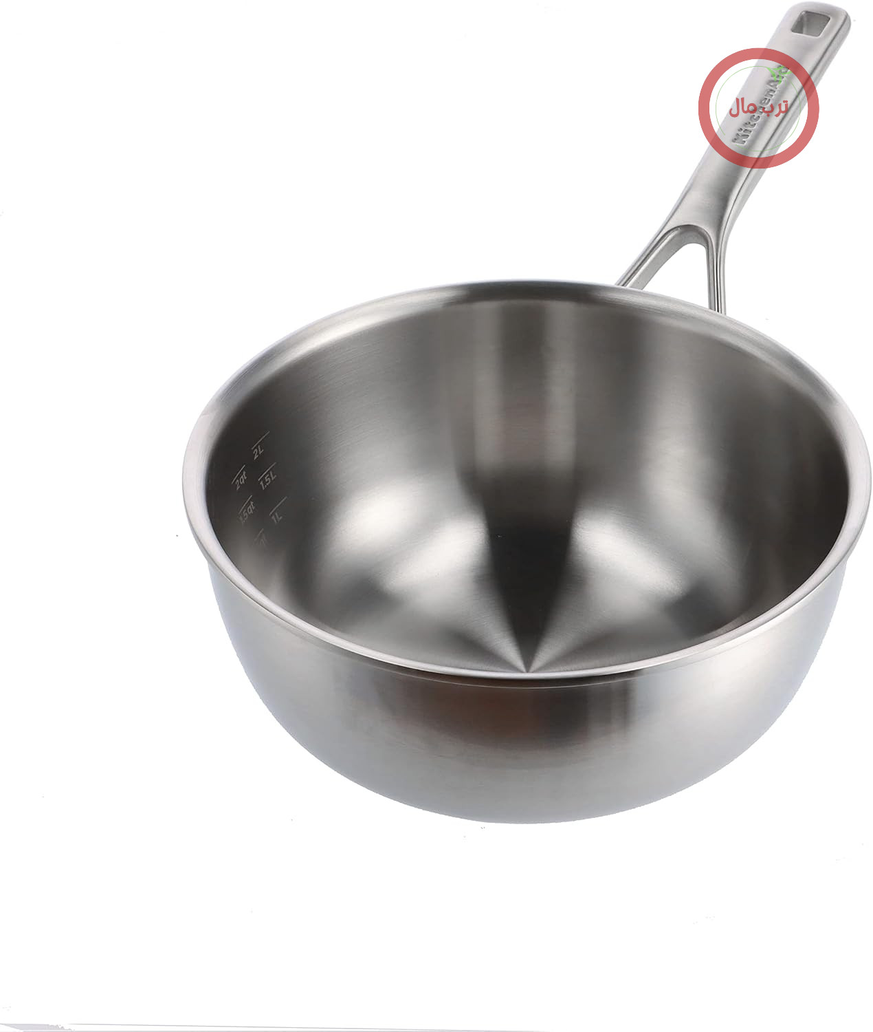 ماهیتابه سرامیکی نچسب چند لایه استیل ضد زنگ KitchenAid بدون PFAS، 22 سانتی متر / 3.1 لیتر، سازگار با القایی، چند لایه، نقره ای