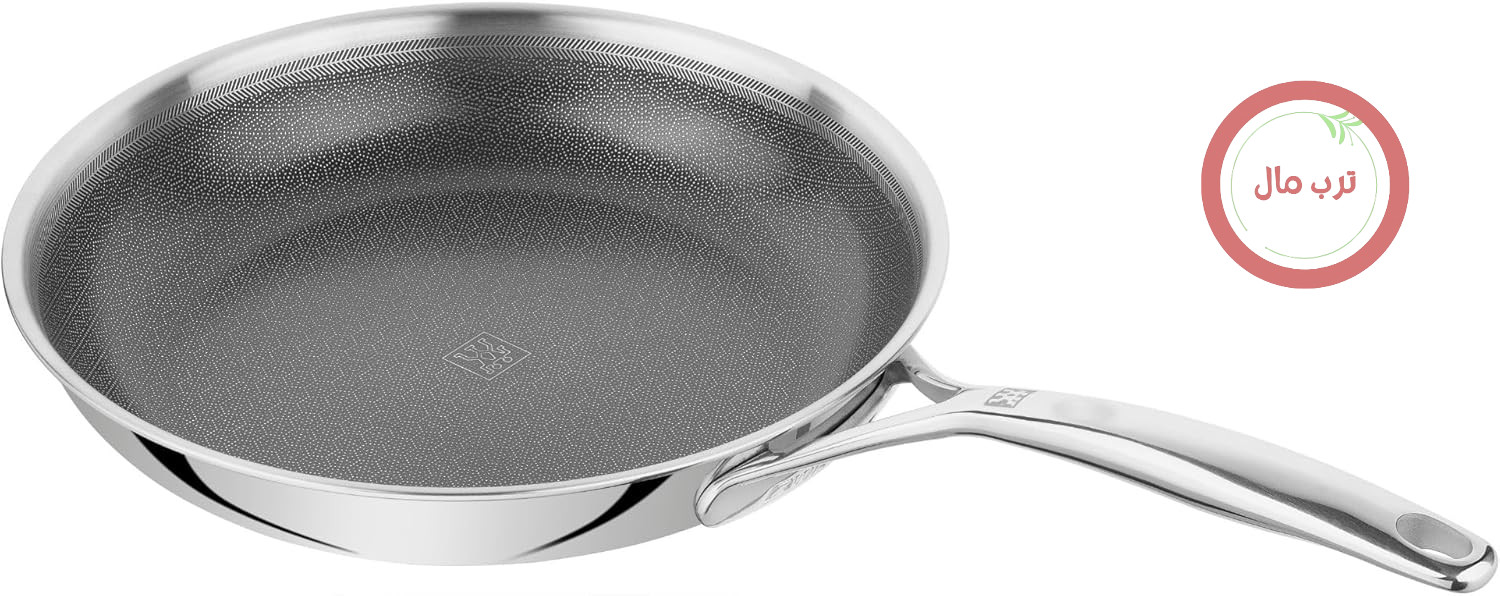 ماهیتابه ZWILLING Peak 28 سانتی‌متر، استیل ضد زنگ، روکش لانه زنبوری نچسب، ضد خش، مناسب برای انواع اجاق گاز، از جمله القایی، نقره‌ای-مشکی