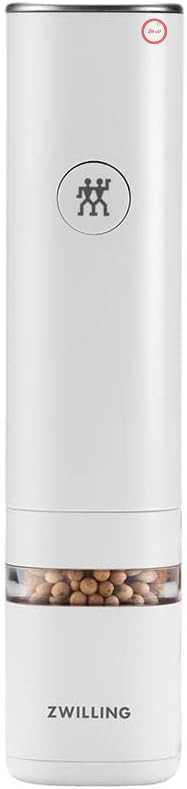 آسیاب نمک و فلفل برقی ZWILLING ENFINIGY با مکانیزم آسیاب سرامیکی، روشنایی LED، قابل شارژ USB، پلاستیک، سفید