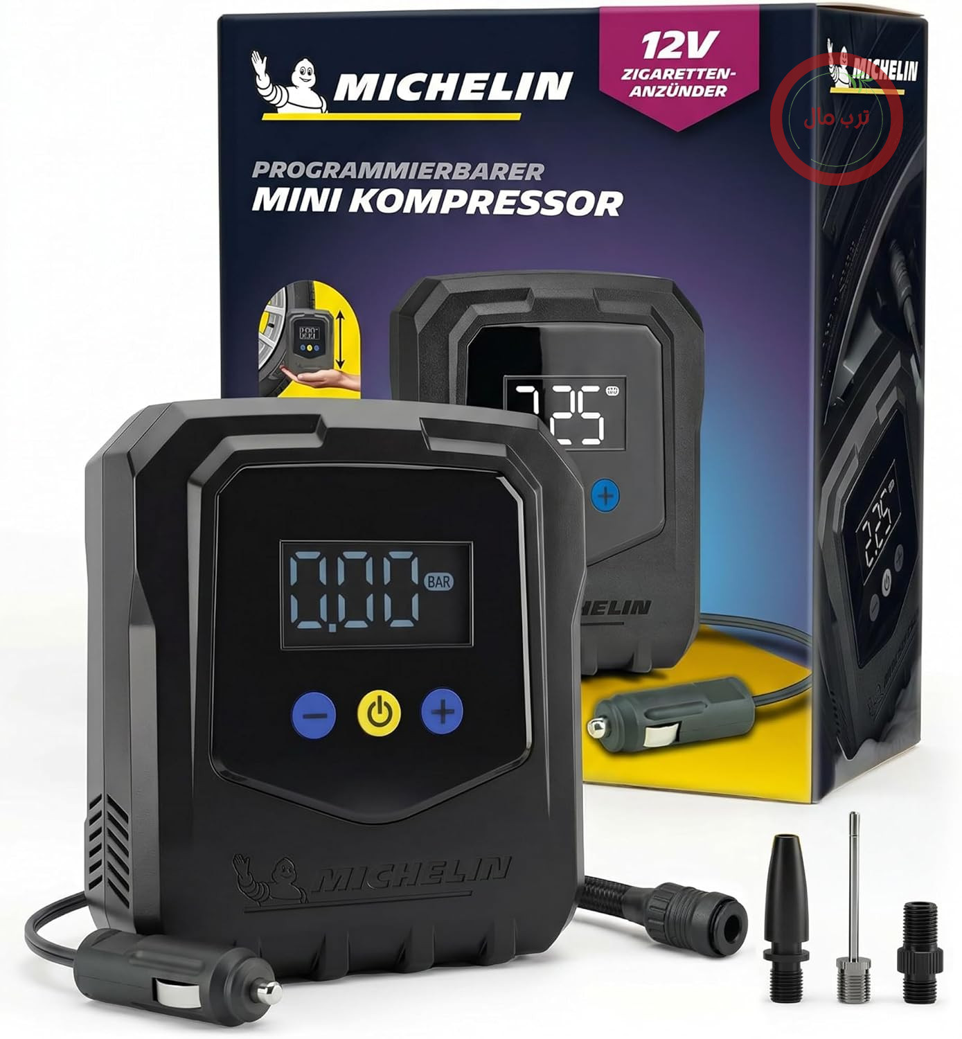 کمپرسور باد میشلن فرانسه MICHELIN Air Power Easy 12V با نمایشگر دیجیتال و توقف خودکار تا فشار 8.3 بار