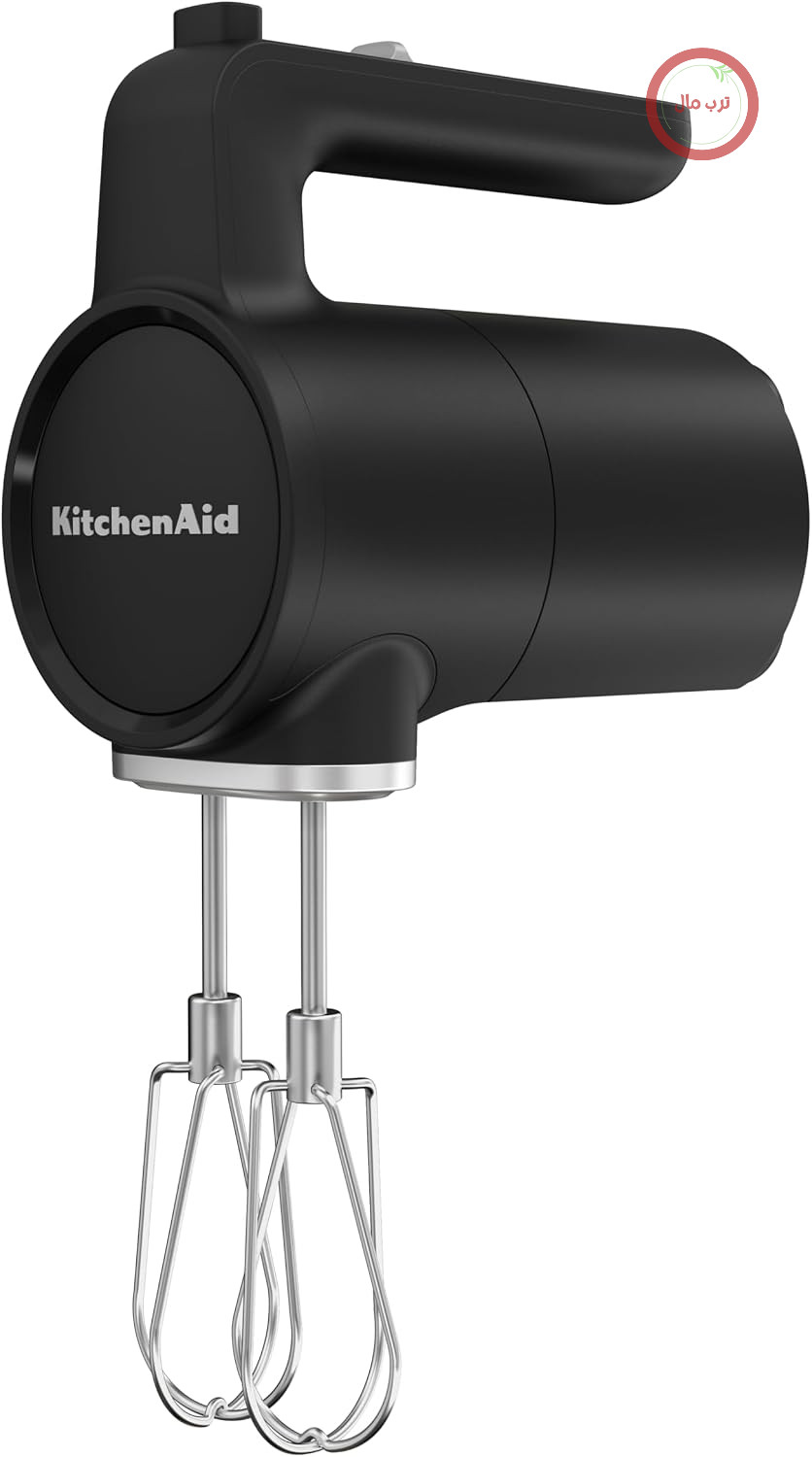 همزن برقی دستی بی‌سیم KitchenAid Go - 7 سرعت و شروع نرم - 2 همزن توربو از جنس استیل ضد زنگ - 60 دقیقه استفاده با هر بار شارژ - مشکی - باتری همراه دستگاه نیست