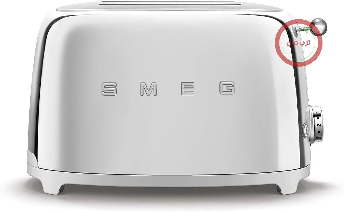 توستر Smeg 2x2 TSF01SSEU، 2 جایگاه برای 2 برش نان، 6 سطح برشته کردن نان، قابلیت گرم کردن، یخ‌زدایی و پخت نان شیرینی حلقوی، کشوی نگهداری، 950 وات، کروم