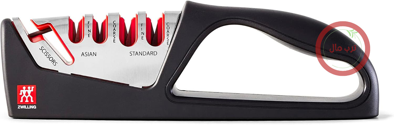 تیزکن تیغ 4 مرحله‌ای مسقل چاقو زولینگ ZWILLING با تیزکن قیچی، ساخت آلمان، با بیش از 100 سال تجربه در مسابقات قهرمانی