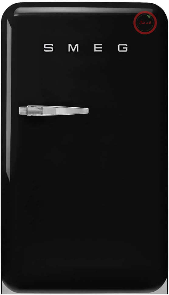 یخچال رومیزی قدیمی Smeg مدل FAB10RBL6، ۱ درب، ۱۲۲ لیتر، لولای راست، خنک‌کننده استاتیک، ۱۷ لیتر محفظه فریزر، ۱ قفسه قابل تنظیم، ۱ کشوی سبزیجات و روشنایی LED، ارتفاع ۹۷ سانتی‌متر، مشکی