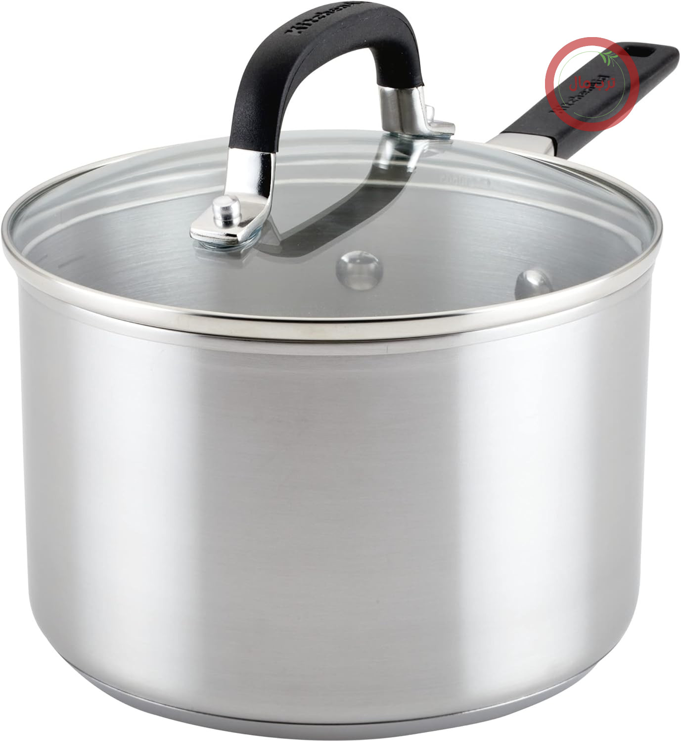 قابلمه القایی KitchenAid با درب، 3 لیتری، استیل ضد زنگ برس خورده