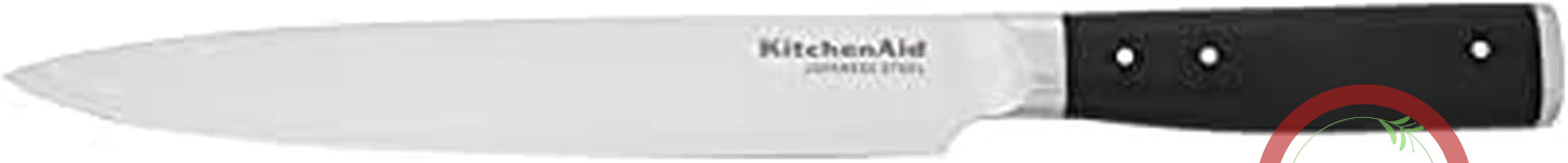 چاقوی برش سه پرچ آهنگری شده KitchenAid Gourmet با پوشش تیغه دقیق، 20.3 سانتی متر، چاقوی آشپزخانه تیز، تیغه فولاد ضد زنگ ژاپنی با کربن بالا، مشکی